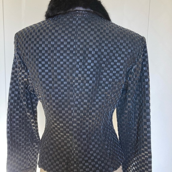 MARVIN RICHARDS weave/rabbit fur collar leather jacket SM NWT - Picture 2 of 12